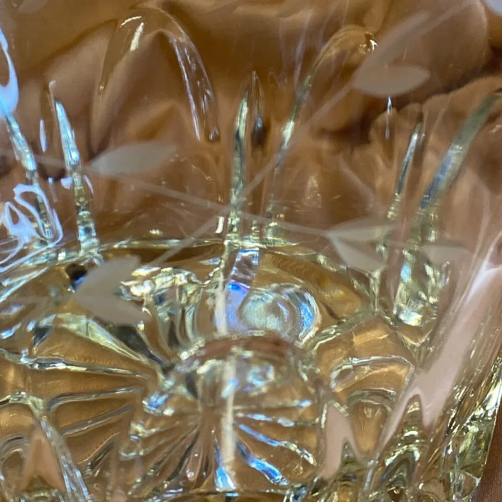 Vintage Princess House Heritage Collection Etched Floral Lead Crystal Ice Bucket